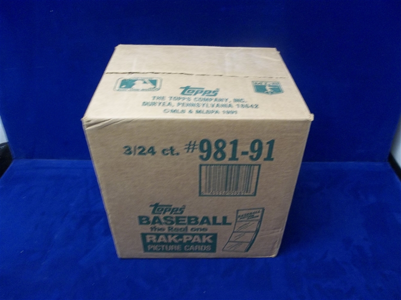 1991 Topps Bsbl.- 1 Sealed 3 Box Rack Case