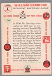 1956 Topps Baseball- #1 William Harridge, Pres A.L.- White Back
