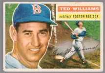 1956 Topps Baseball- #5 Ted Williams, Red Sox- Gray Back