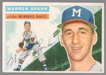 1956 Topps Baseball- #10 Warren Spahn, Braves- White Back