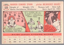 1956 Topps Baseball- #10 Warren Spahn, Braves- White Back