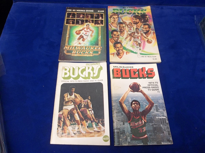 1972-73 to 1982-83 Milwaukee Bucks NBA Media Guides- 4 Diff.