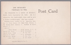 1923 Exhibit Boxing- Joe Benjamin, Stockton, Calif.
