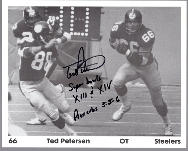Autographed Ted Petersen Pittsburgh Steelers NFL B/W 8" x 10" Photo