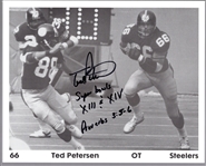 Autographed Ted Petersen Pittsburgh Steelers NFL B/W 8" x 10" Photo