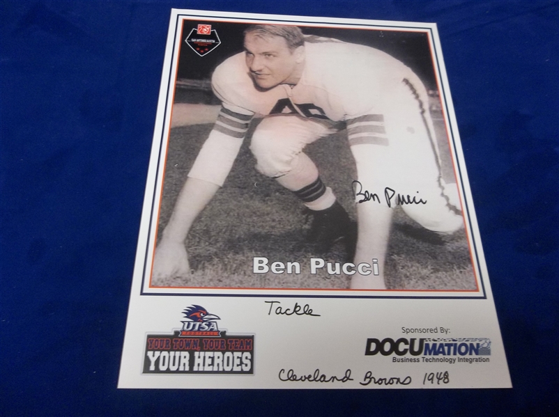 Autographed Ben Pucci Cleveland Browns NFL B/W 8-½" x 11" Photo
