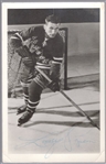 Autographed March 26, 1958 Larry Popein New York Rangers NHL Photo Postcard