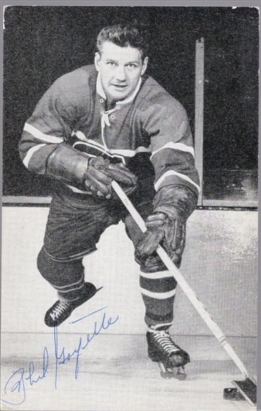 Autographed 1950s? Phil Goyette Montreal Canadiens NHL B/W 3-½" x 5-½" Photo