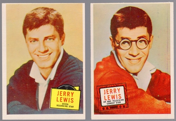 1957 Topps Hit Stars Non-Sports Jerry Lewis- 2 Diff. Cards