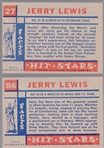 1957 Topps Hit Stars Non-Sports Jerry Lewis- 2 Diff. Cards