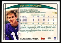 1998 Topps Ftbl.- #360 Peyton Manning RC, Colts