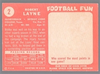 1958 Topps Football- #2 Bobby Layne, Lions