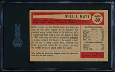 1954 Bowman Baseball- #89 Willie Mays, Giants- SGC 3 (Vg)