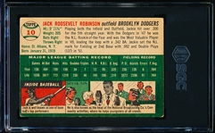 1954 Topps Baseball- #10 Jackie Robinson, Dodgers- SGC 4.5(Vg-Ex+)