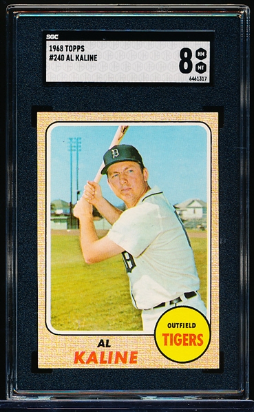 1968 Topps Baseball- #240 Al Kaline, Tigers- SGC 8(Nm-Mt)