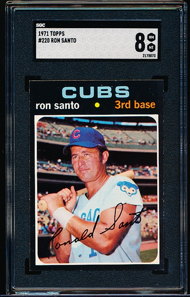 1971 Topps Baseball- #220 Ron Santo, Cubs- SGC 8 (Nm-Mt)
