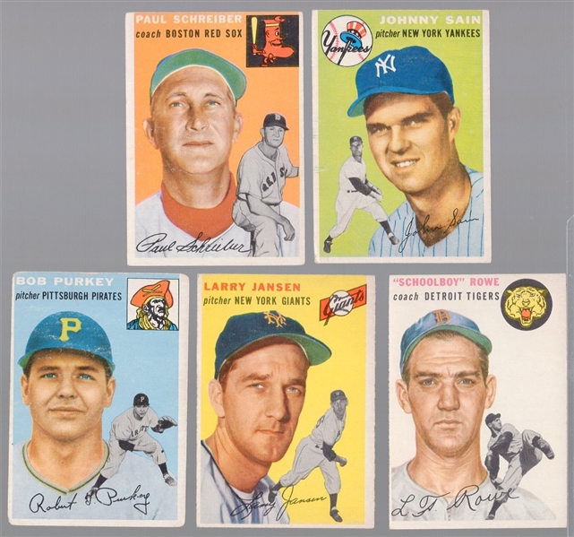 1954 Topps Baseball- 5 Diff