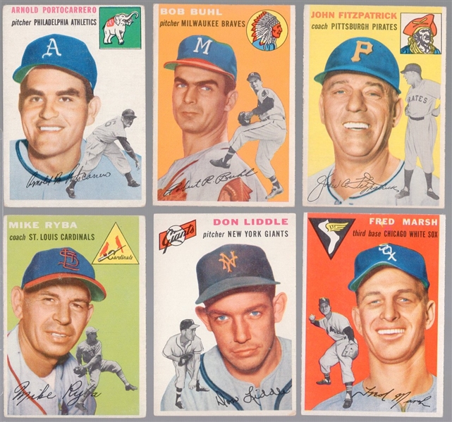 1954 Topps Baseball- 6 Diff