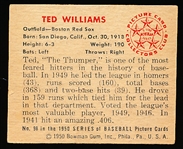 1950 Bowman Bb- #98 Ted Williams, Red Sox