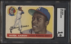 1955 Topps Baseball- #47 Hank Aaron, Braves- SGC 1(Poor)