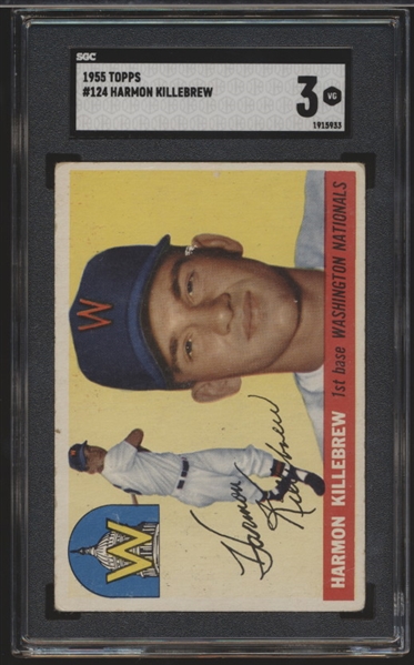 1955 Topps Baseball- #124 Harmon Killebrew, Washington Natl-Rookie Card! SGC 3 (Vg)