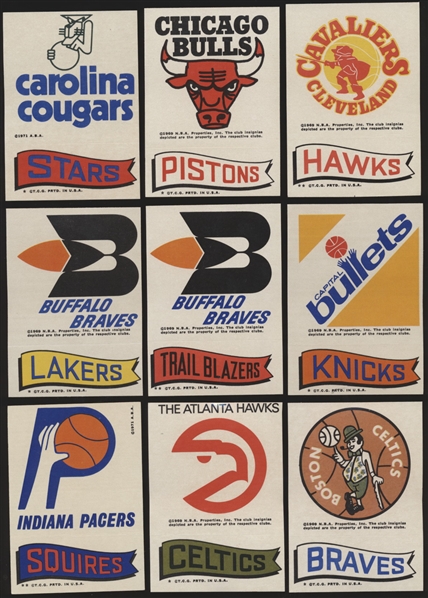 1973-74 Topps Basketball- Team Stickers- 9 Diff