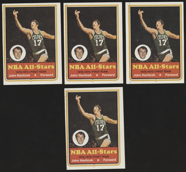 1973-74 Topps Basketball- #20 John Havlicek, Celtics- 4 Cards