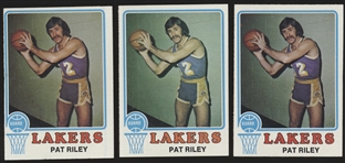 1973-74 Topps Basketball- #21 Pat Riley, Lakers- 3 Cards