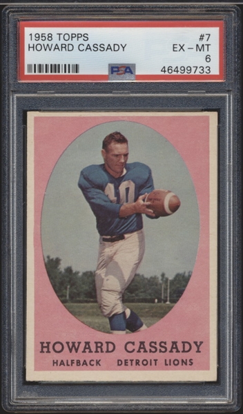1958 Topps Football- #7 Howard Cassady, Lions- PSA Ex-Mt 6