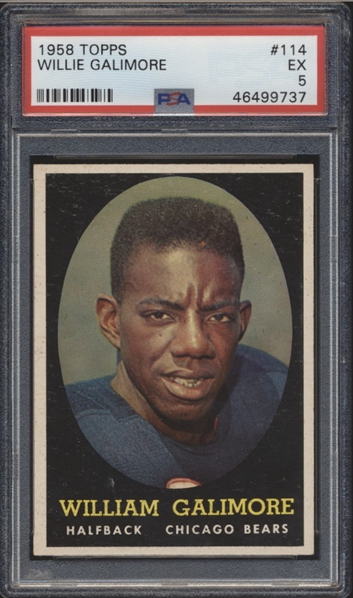 1958 Topps Football- #114 Willie Galimore, Bears- PSA Ex 5