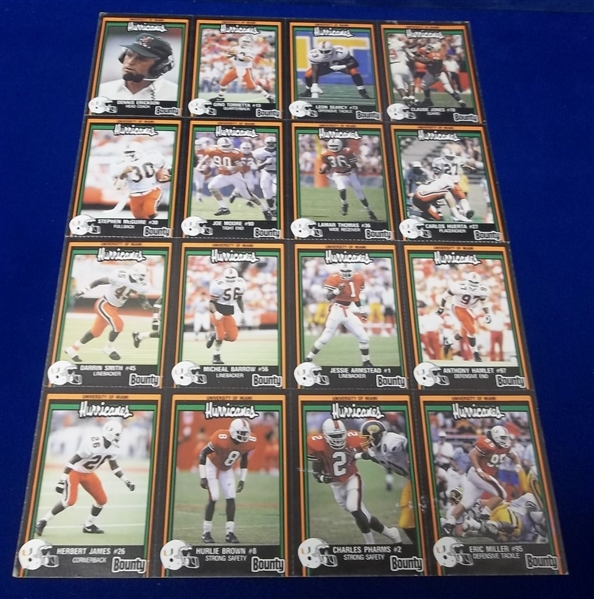 1991 U. of Miami (FL) Perforated Sheet Complete Set of 16