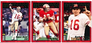 1995 Collectors Choice Ftbl.- Joe Montana Chronicles 3-1/2" x 5" Cards- 3 Diff.