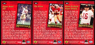 1995 Collector's Choice Ftbl.- Joe Montana Chronicles 3-1/2 x 5 Cards- 3 Diff.