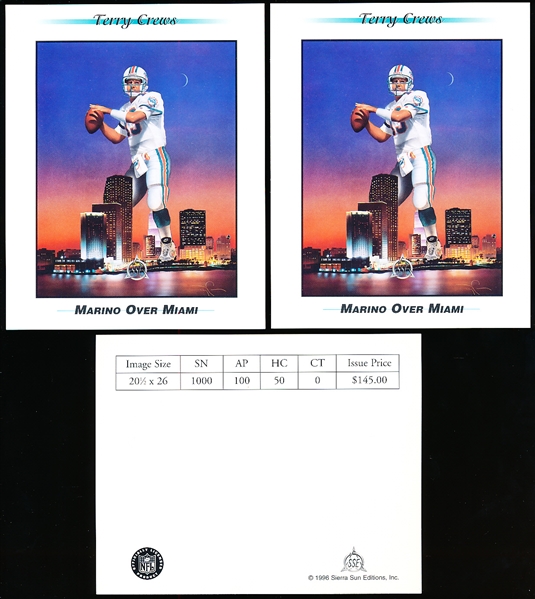 1996 Sierra Sun Editions, Inc. Terry Crews Dan Marino 4" x 5" Art Promo Cards- 10 Cards
