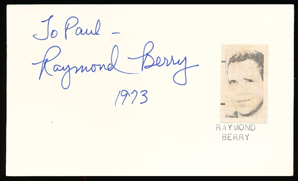 Autographed Raymond Berry 3x5" Card
