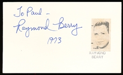 Autographed Raymond Berry 3x5" Card