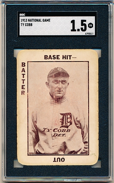 1913 WG5 National Game Baseball- Ty Cobb, Detroit- SGC 1.5 (Fair)
