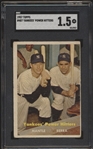 1957 Topps Baseball- #407 Yankee Power Hitters (Mantle/Berra)- SGC 1.5 (Fair)