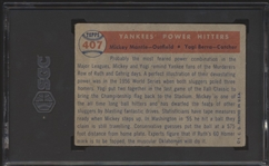 1957 Topps Baseball- #407 Yankee Power Hitters (Mantle/Berra)- SGC 1.5 (Fair)