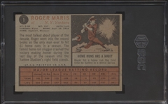 1962 Topps Baseball- #1 Roger Maris, Yankees- SGC 3 (Vg)