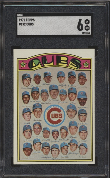 1972 Topps Bb- #192 Cubs Team- SGC 6 (Ex-Nm)