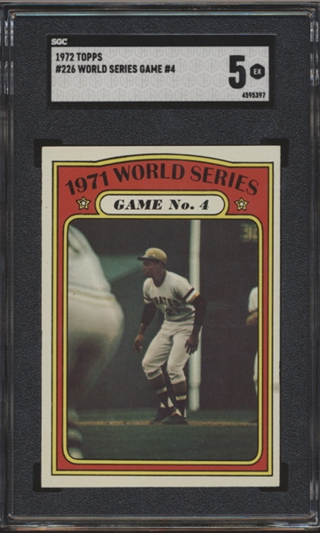 1972 Topps Bb- #226 World Series Game 4- Clemente- SGC 5 (Ex)
