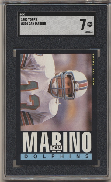 1985 Topps Football- #314 Dan Marino, Dolphins- SGC 7 (NM)