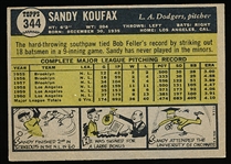 1961 Topps Baseball- #344 Sandy Koufax, Dodgers