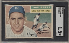 1956 Topps Baseball- #110 Yogi Berra, Yankees- SGC 1.5 (Fair)- White Back
