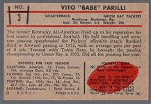 1953 Bowman Football- #3 Babe Parilli, Packers