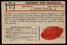 1953 Bowman Football- #11 Norm Van Brocklin, Rams