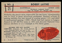 1953 Bowman Football- #21 Bobby Layne, Lions