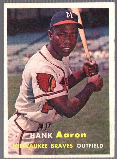 1957 Topps Baseball- #20 Hank Aaron, Braves