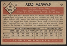 1953 Bowman Baseball Color- #125 Fred Hatfield, Tigers